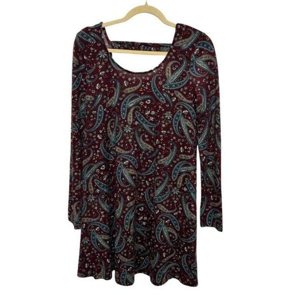 Loveriche Paisley Floral Long Sleeve Knit Sweater Dress, Size Small